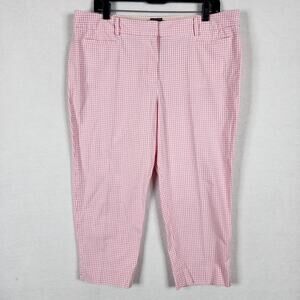 Talbots The Perfect Crop Pants Chino Stretch Pink White Checkered Sz 16P Petite